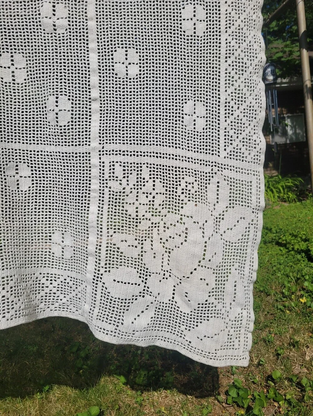 Vintage Crochet Table Cloth Runner Lot Doily Shabby Chic Ivory White Floral Set